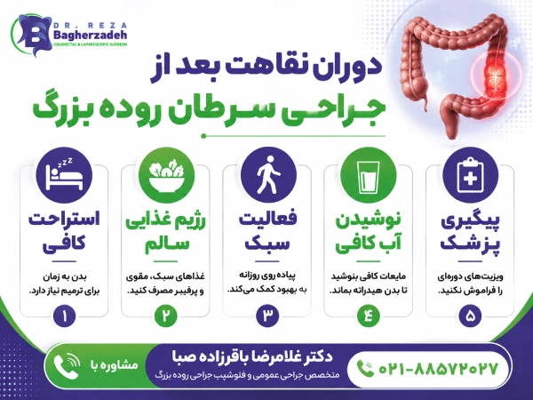 دوران نقاهت بعد از جراحی سرطان روده بزرگ